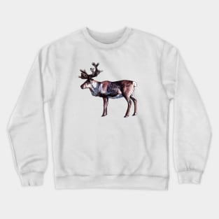 Reindeer - Watercolor and Ink Illustration Crewneck Sweatshirt